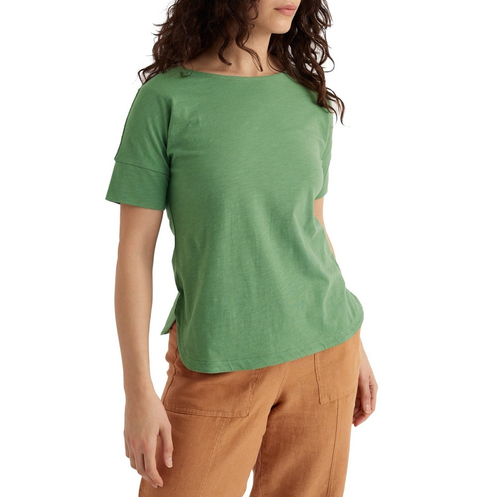 Seasalt Cornwall Bryher View T-Shirt UK 14 US 10 Green Organic Cotton Top
